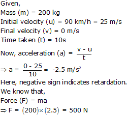 A motorcycle moving with 90 km/h speed stops after 10 s after applying ...