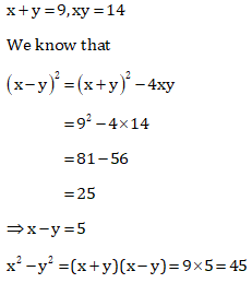 If x+y=9 and xy=14, then what is the value of x(square)-y(square ...