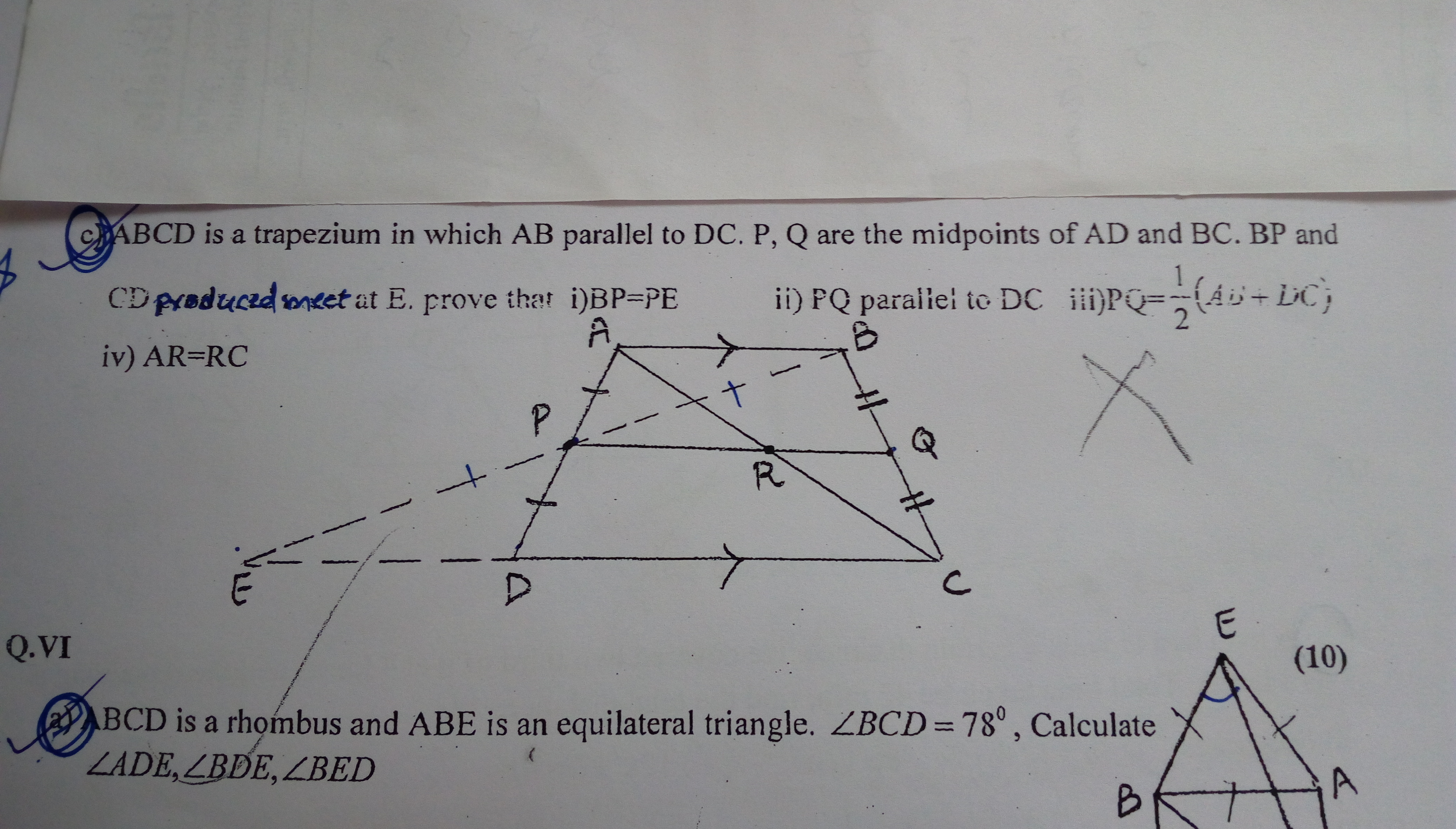 Questions and Answers Mid Point And Converse Mid Point Theorem of ICSE Class 9 Mathematics TopperLearning
