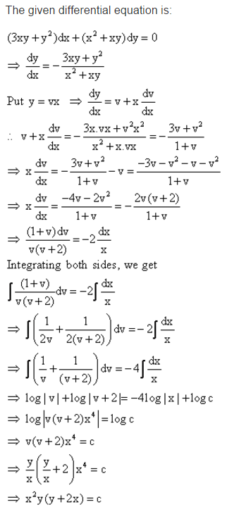 Find The Particular Solution Of Given Differential Equation 3xy Y 2 Dx X 2 Xy Dy 0 At X 1 Y 1 Mathematics Topperlearning Com D1ksg633