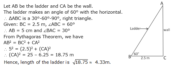 a ladder leaning against a wall makes an angle of 60 with ...