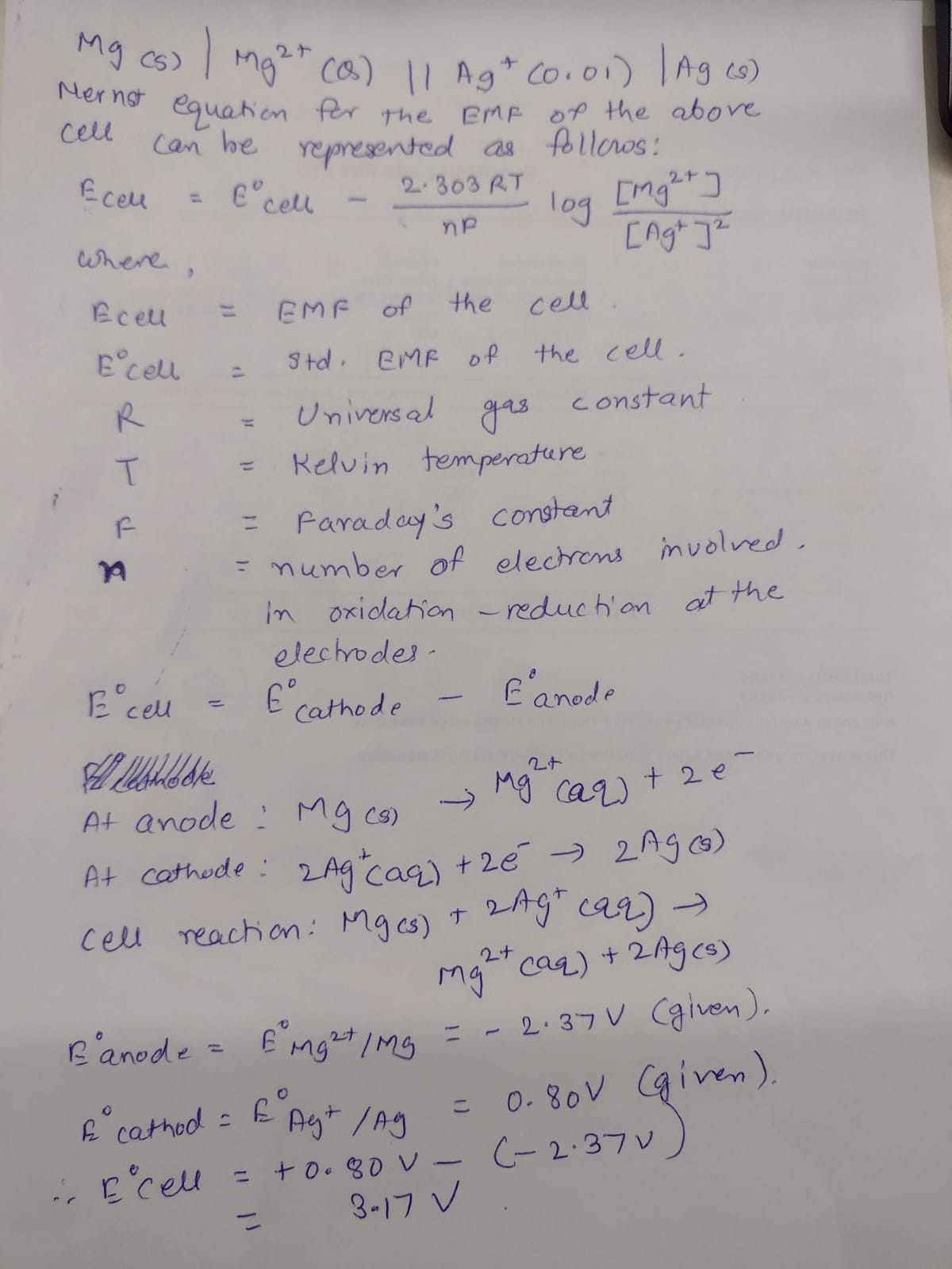 Nernst equation, Strength of Mg2+ ions part 1