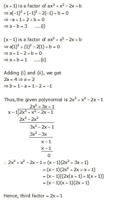 If X 1 And X 1 Are Factors Of Ax3 X2 2x B Then Find The Values Of A And B Also Find The Third Factor Mathematics Topperlearning Com 9idtrsdd