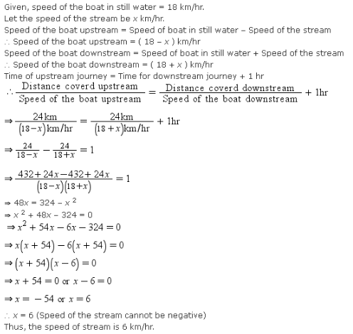 A Motor Boat Whose Speed Is 18kmp In Stillwater Takes 1 He More To Go 24 Km Upstream And Return Backfind The Speed Of The Stream Mathematics Topperlearning Com 0v49q6tt