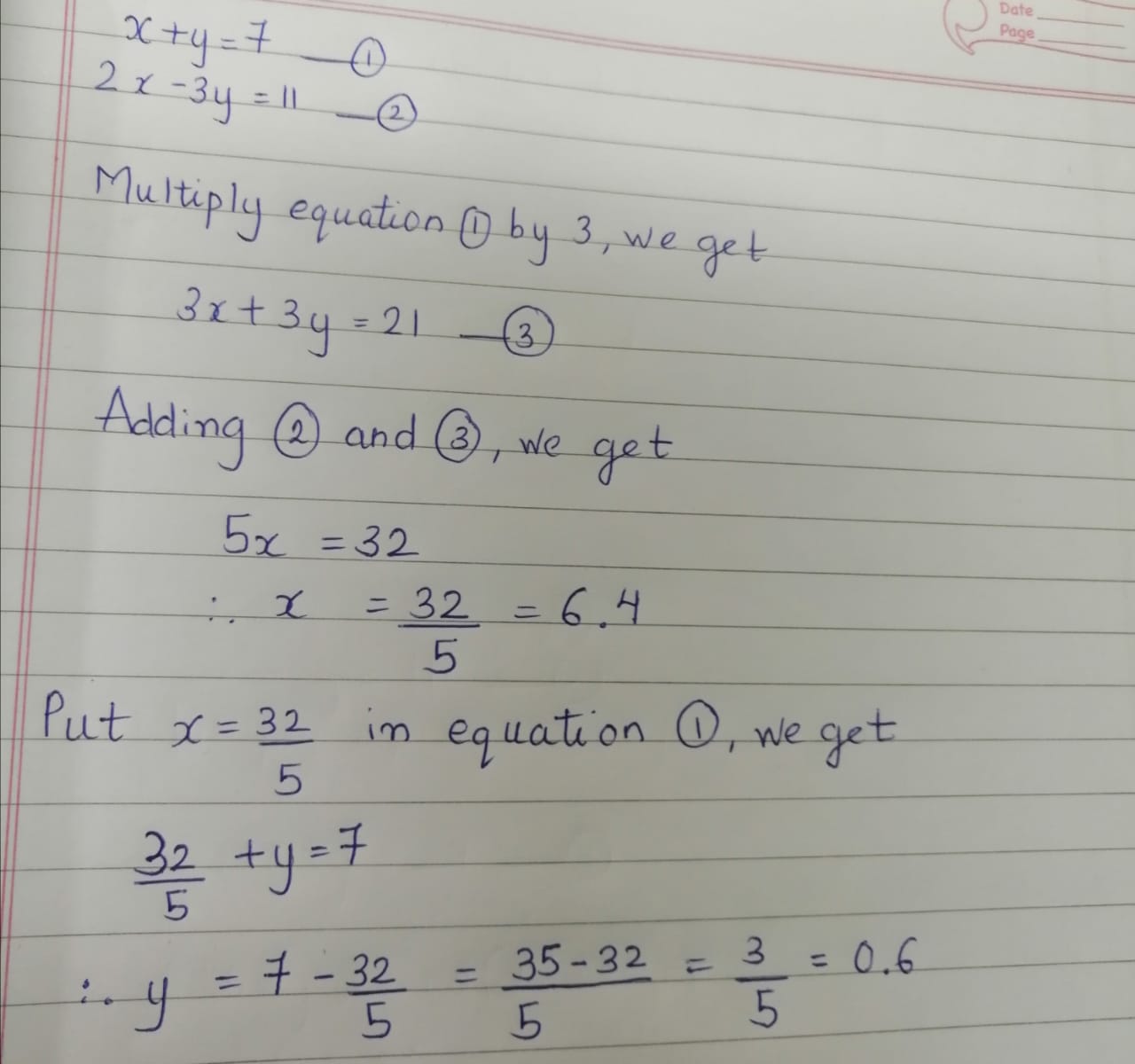 X Y 7 2x 3y 11 Gkvi0xxx Maths Topperlearning Com