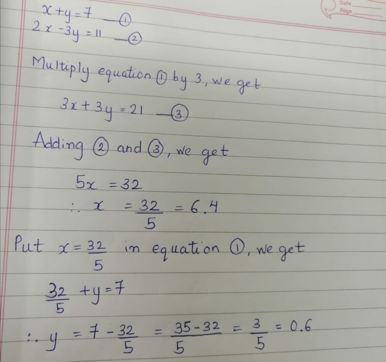 X Y 7 2x 3y 11 Gkvi0xxx Mathematics Topperlearning Com