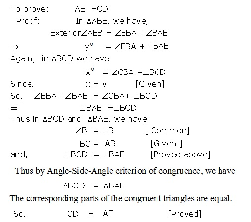 in figure in the figure if angle X = angle Y AB = CB 