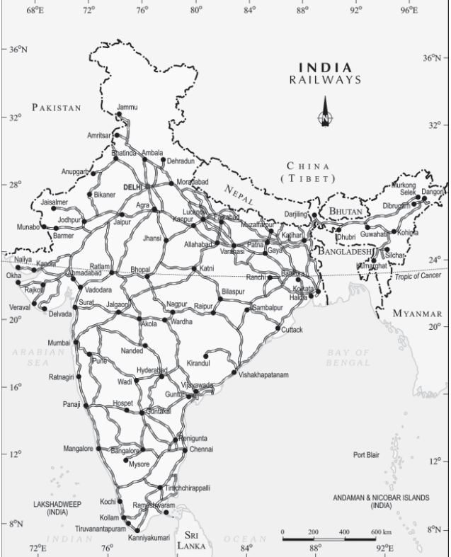 drawa outline map of india with transport - tyz5xee