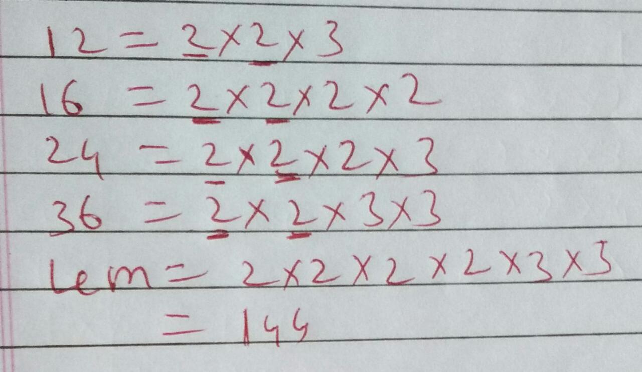 Find The Lcm Of 12 16 24 And 36 Ezjcs511 Mathematics TopperLearning