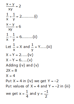 Solve Thefollowing System Of Linear Equations X Y 2 X Y 6 Xy Xy Mathematics Topperlearning Com D9jn35dd