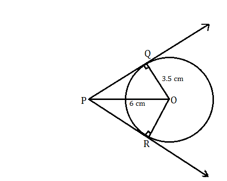 draw a circle of radius 35cmmark point p outside the  