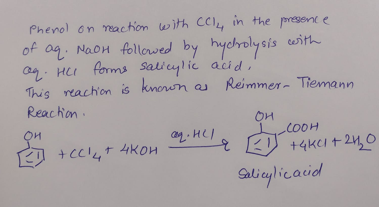 Reimmer Tiemann Reaction Phenol and CCl4