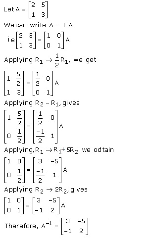 Using elementary row operations find the inverse of the following