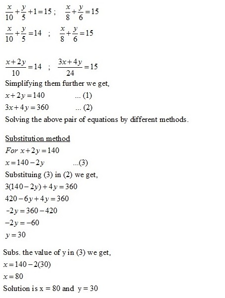 Q1 04x 3y 12 7x 2y 17 6 Q2 X 10 Y 5 1 15 X 8 Y 6 15 Please Solve The Above Two Questions With All The Three Methods That Is 1 Elimination By Substitut Mathematics Topperlearning Com O0xl27ee